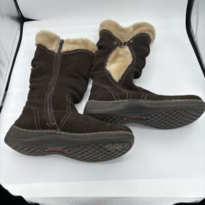 BareTraps Snow Boots Womens Size 8.5 Ellery Brown Leather Faux‎ Fur Winter B2
